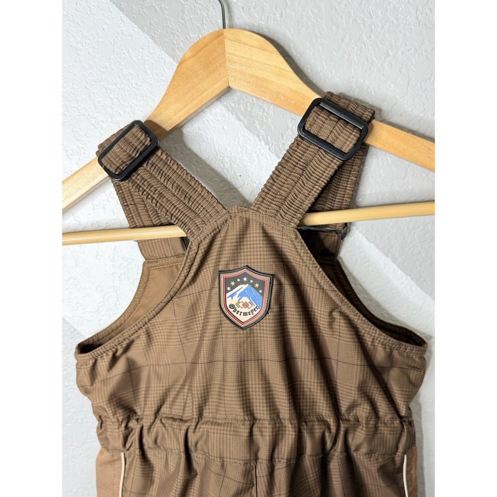 Obermeyer Worker Bib Pant Boys 4 Brown Plaid Insulated Snow Ski Bib I-Grow - Picture 5 of 15